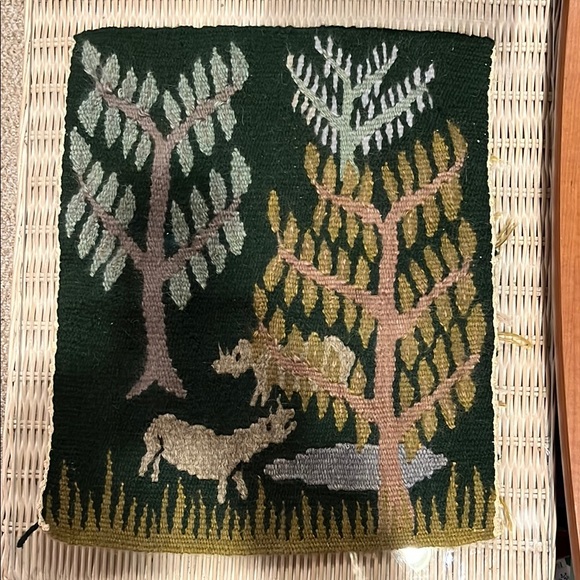 Handcrafted Tapestry with Forest Animals handmade rug wall hanging - Picture 5 of 15